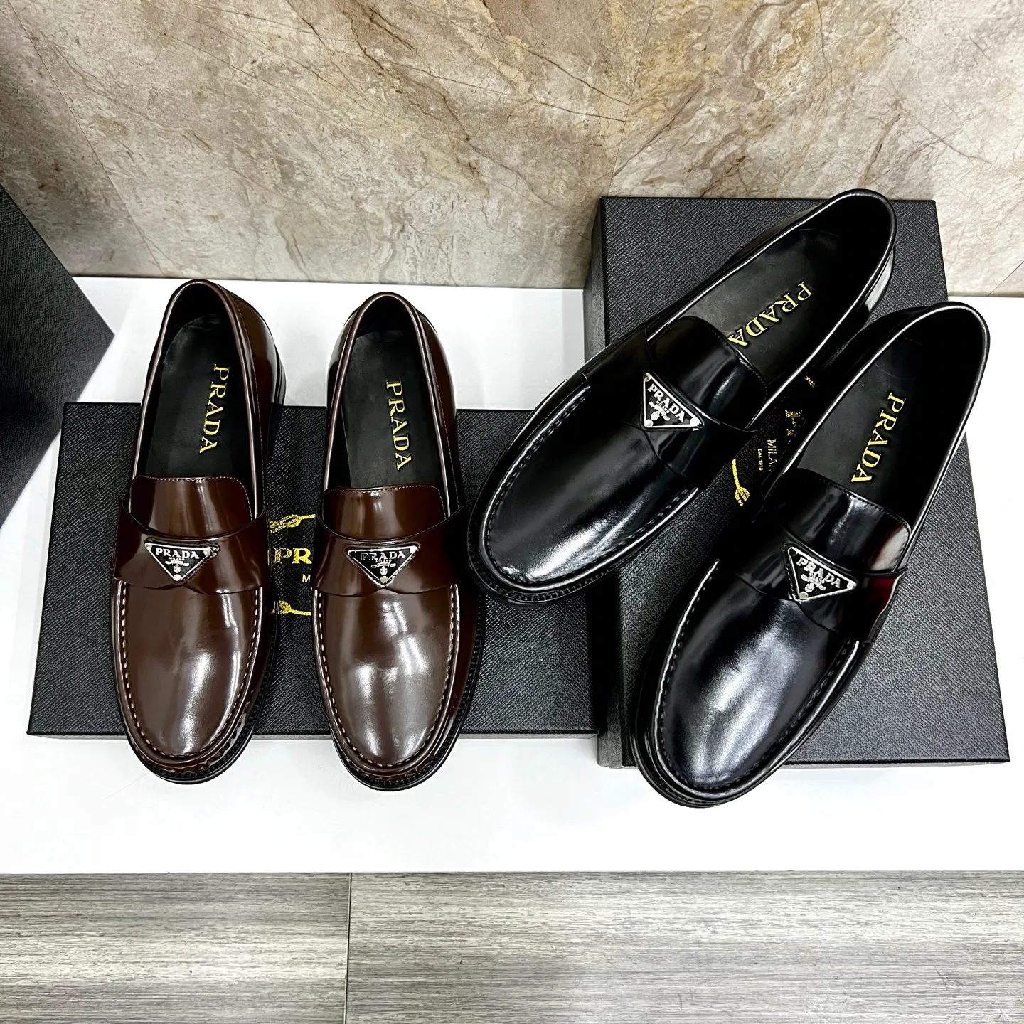 PRADA~ Size: 38-44 (customized 45/46 P: 💰880 P's original official website new high-end men's leather shoes, top-quality original replicas, made of imported open edge beads/calf leather, calf leather breathable lining, original leather outsole!